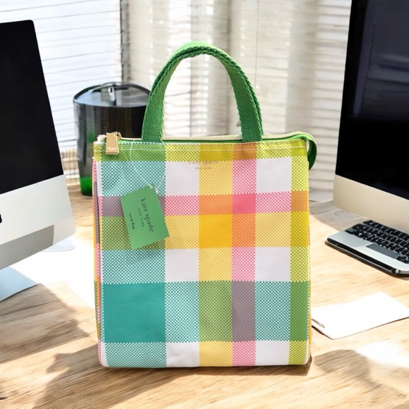 NWT Kate Spade So Colorful And Cute Garden Plaid Insulated Lunch Bag - Picture 1 of 2